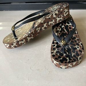 Tory Burch Leopard Flip Flops